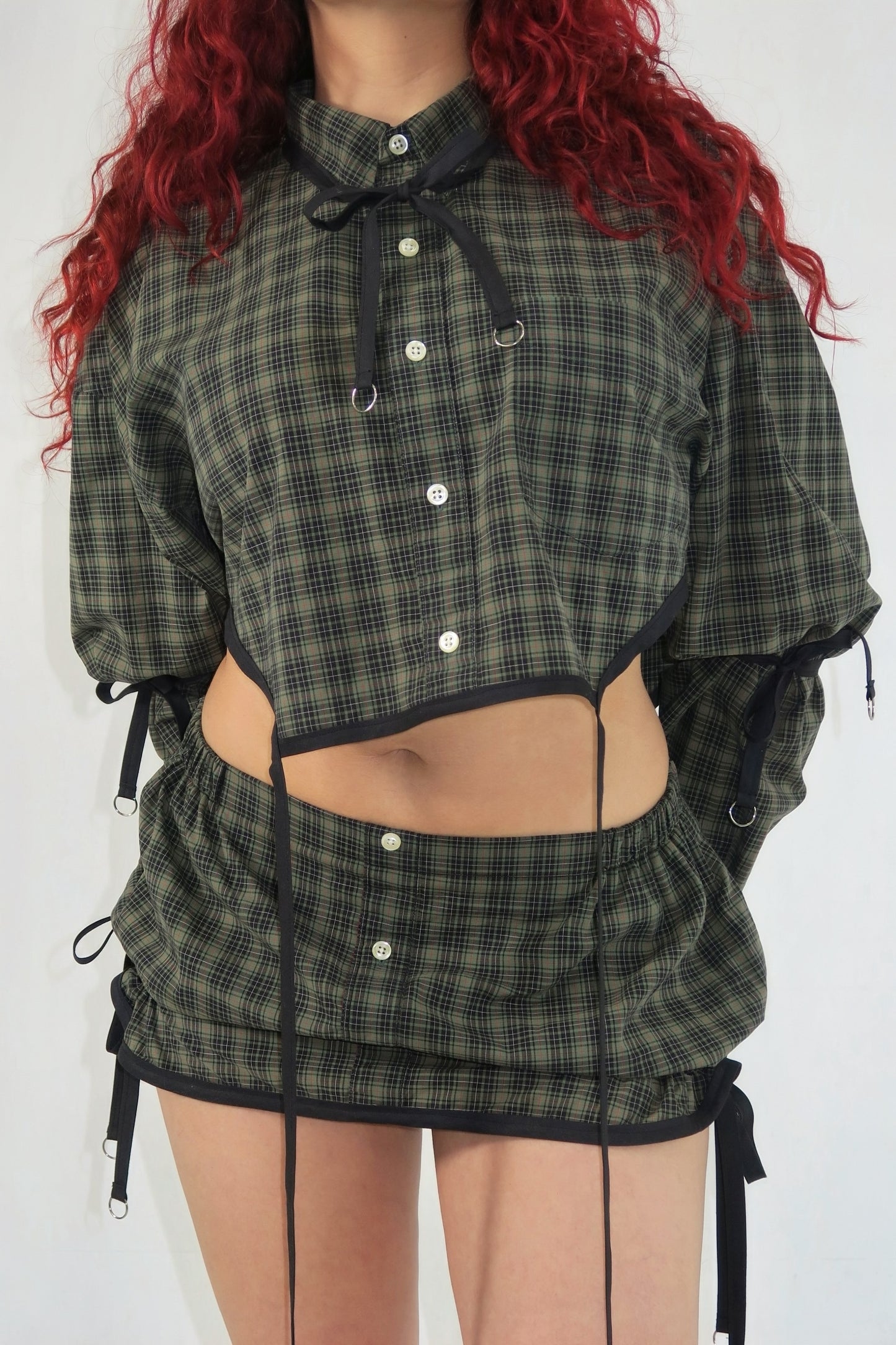 OLIVE SUITING SKIRT