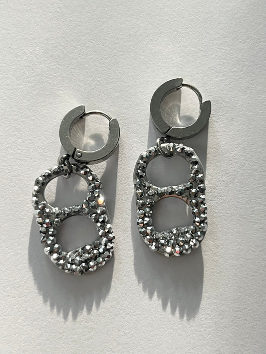 BLINGED TAB EARRINGS STERLING