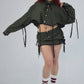 OLIVE SUITING SKIRT