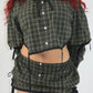 OLIVE SUITING SKIRT