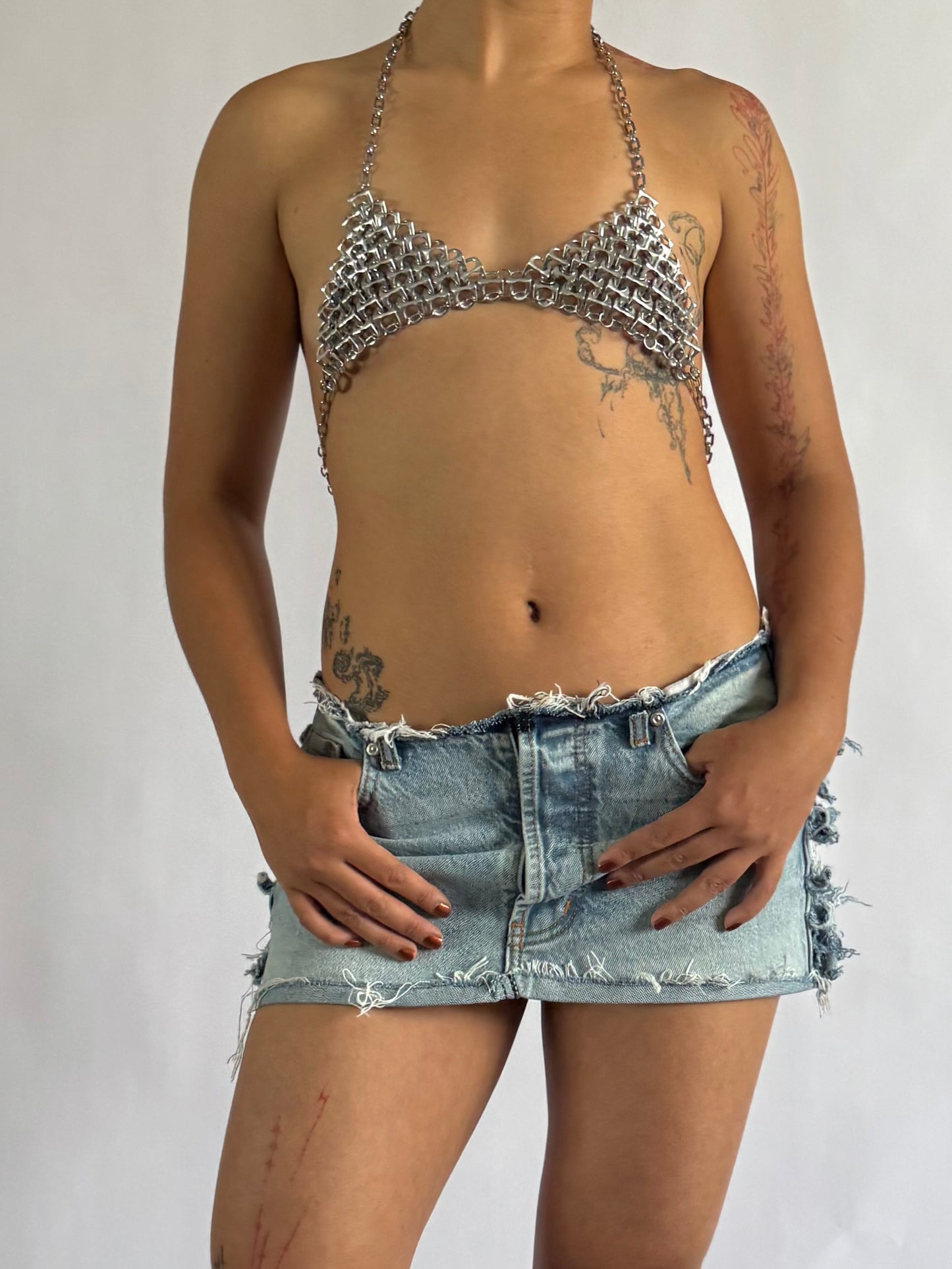 DENIM CURL SKIRT