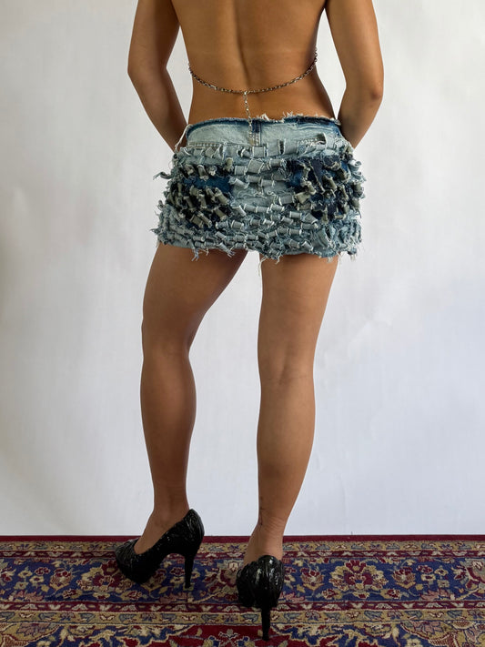 DENIM CURL SKIRT