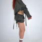 OLIVE SUITING SKIRT