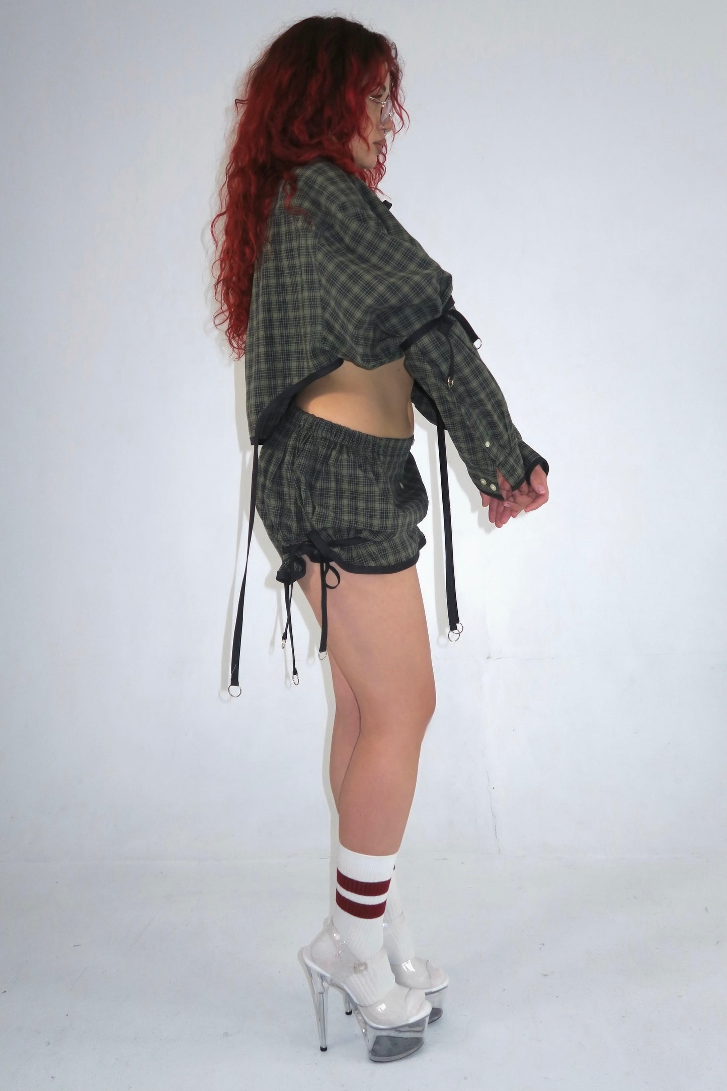 OLIVE SUITING SKIRT