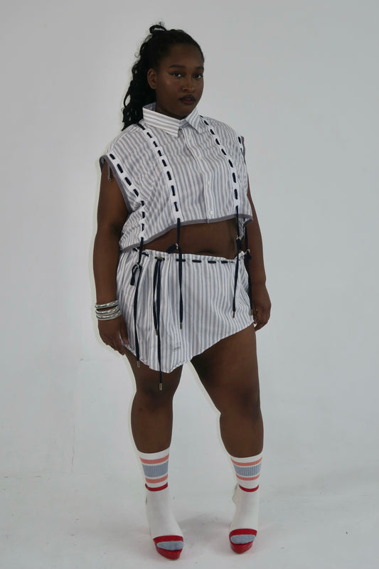 STRIPED TOGGLE SKIRT