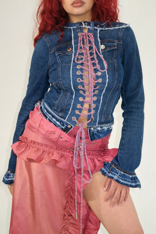 LACED DENIM TOP