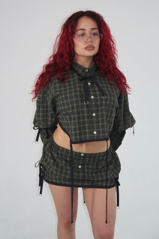 OLIVE SUITING TOP